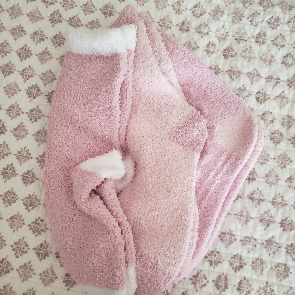 Three pair of Pin and white brand new still binded togethersuperFuzzy pink socks